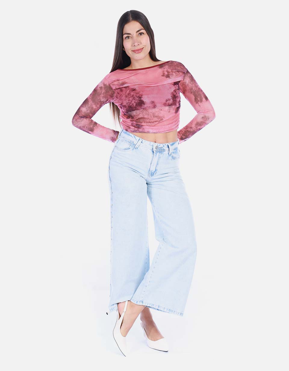 Blusa Manga Larga Tie Dye Mujer