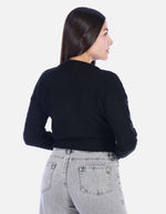 Sweater Crop Tejido Negro Mujer