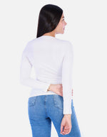 Camiseta manga larga básica para mujer cuello en V