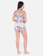 Pijama Conjunto Short y Top Floral en Satín Mujer
