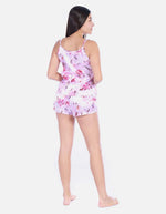 Pijama Conjunto Short y Top Floral en Satín Mujer