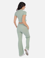 Conjunto casual Mujer en Canalé con Top y Pantalón recto