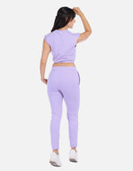 Conjunto casual mujer con top elástico y jogger con cordón