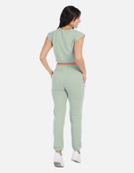 Conjunto casual mujer con top elástico y jogger con cordón