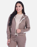 Chaqueta Deportiva Con Capota y Cierre Color Moca