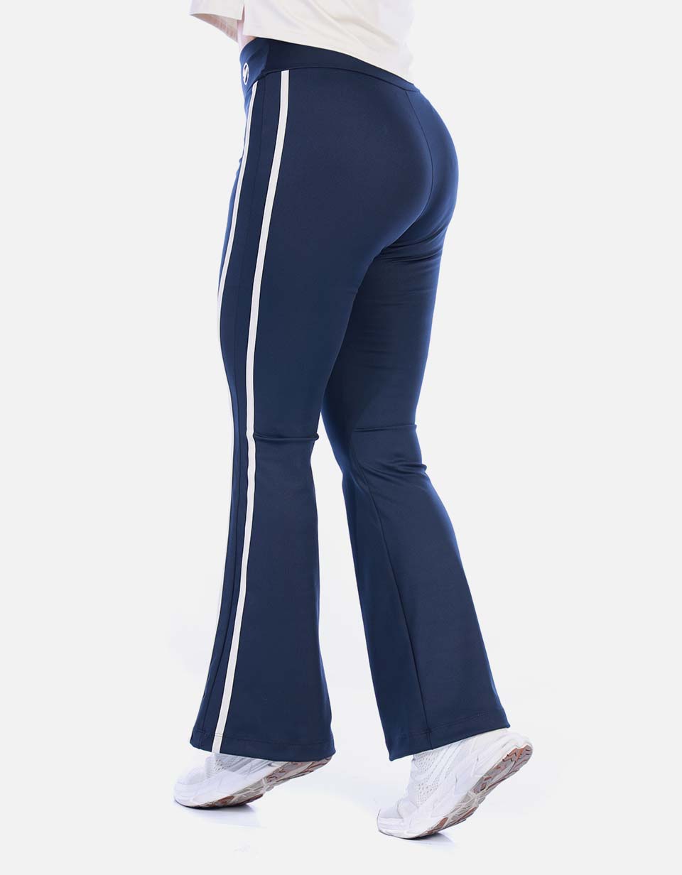 Pantalón Deportivo Bota Campana Azul Oscuro con Franjas Laterales