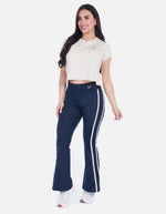 Pantalón Deportivo Bota Campana Azul Oscuro con Franjas Laterales