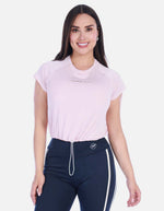 Camiseta Deportiva Manga Corta Raglán con Cordón Ajustable Rosada