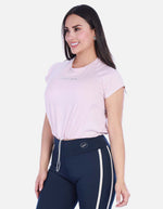 Camiseta Deportiva Manga Corta Raglán con Cordón Ajustable Rosada