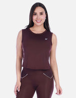 Top Deportivo Manga Sisa Tipo Crop Cuello Redondo