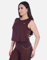 Top Deportivo Manga Sisa Tipo Crop Cuello Redondo