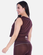 Top Deportivo Manga Sisa Tipo Crop Cuello Redondo