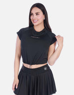 Camiseta Deportiva Manga Corta Raglán con Cordón Ajustable Rosada