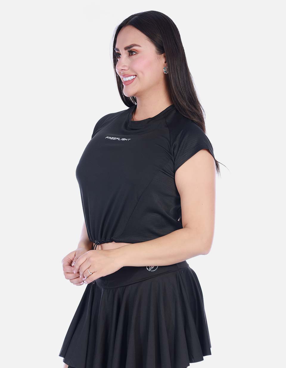 Camiseta Deportiva Manga Corta Raglán con Cordón Ajustable Rosada