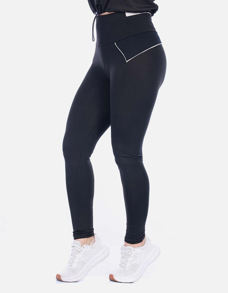 Leggings Deportivos Tiro Alto Vinotinto con Vivo Contraste