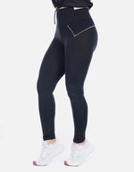 Leggings Deportivos Tiro Alto Vinotinto con Vivo Contraste