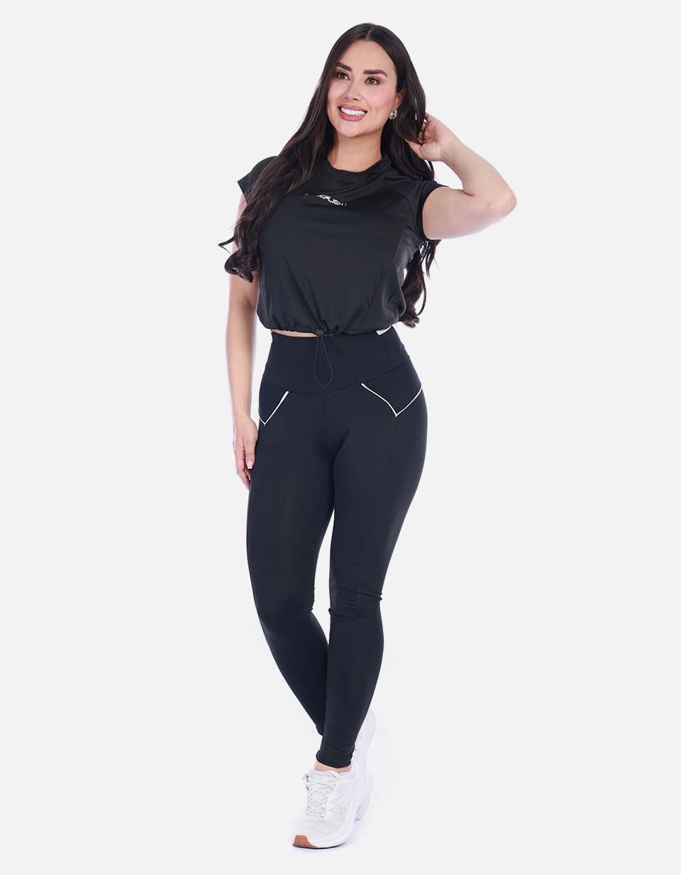 Leggings Deportivos Tiro Alto Vinotinto con Vivo Contraste
