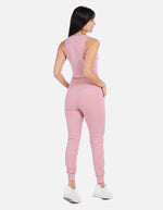 Conjunto casual mujer en canalé con top crop y jogger cómodo