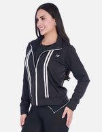 Chaqueta Deportiva con Cierre y Franjas Contraste Negra