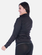 Chaqueta Deportiva con Cierre y Franjas Contraste Negra