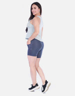 Conjunto Deportivo 2 Piezas: Top Manga Sisa Menta y Biker Short Gris