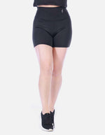 Short Deportivo Biker Tiro Alto con Pretina Ancha Negro