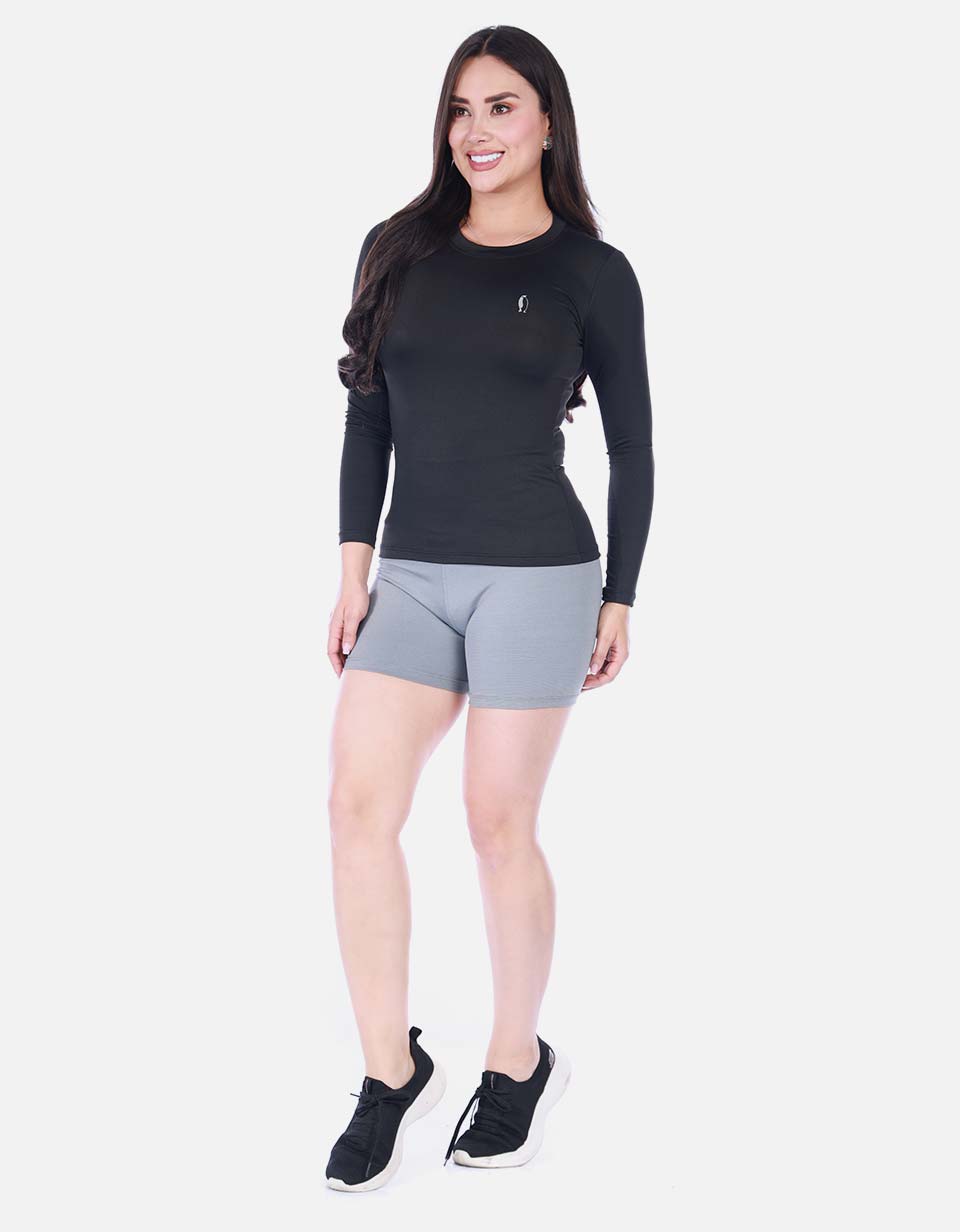Short Deportivo Biker Tiro Alto con Pretina Ancha Negro