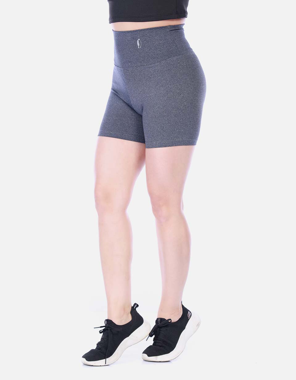 Short Deportivo Biker Tiro Alto con Pretina Ancha Negro