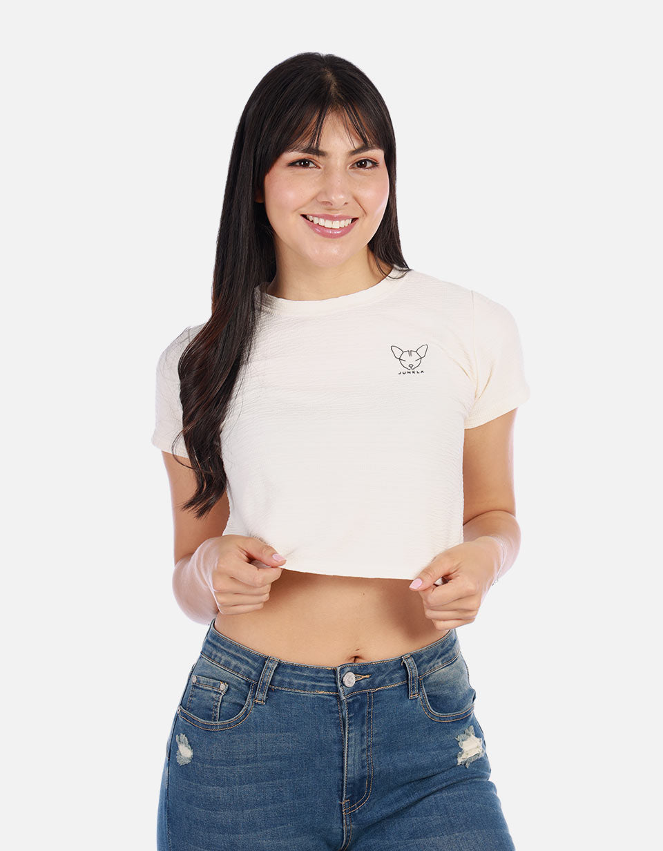 Blusa top manga corta con estampado pequeño para mujer