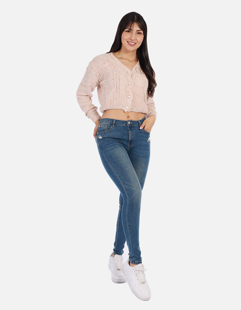Buzo tejido de Botones Mujer