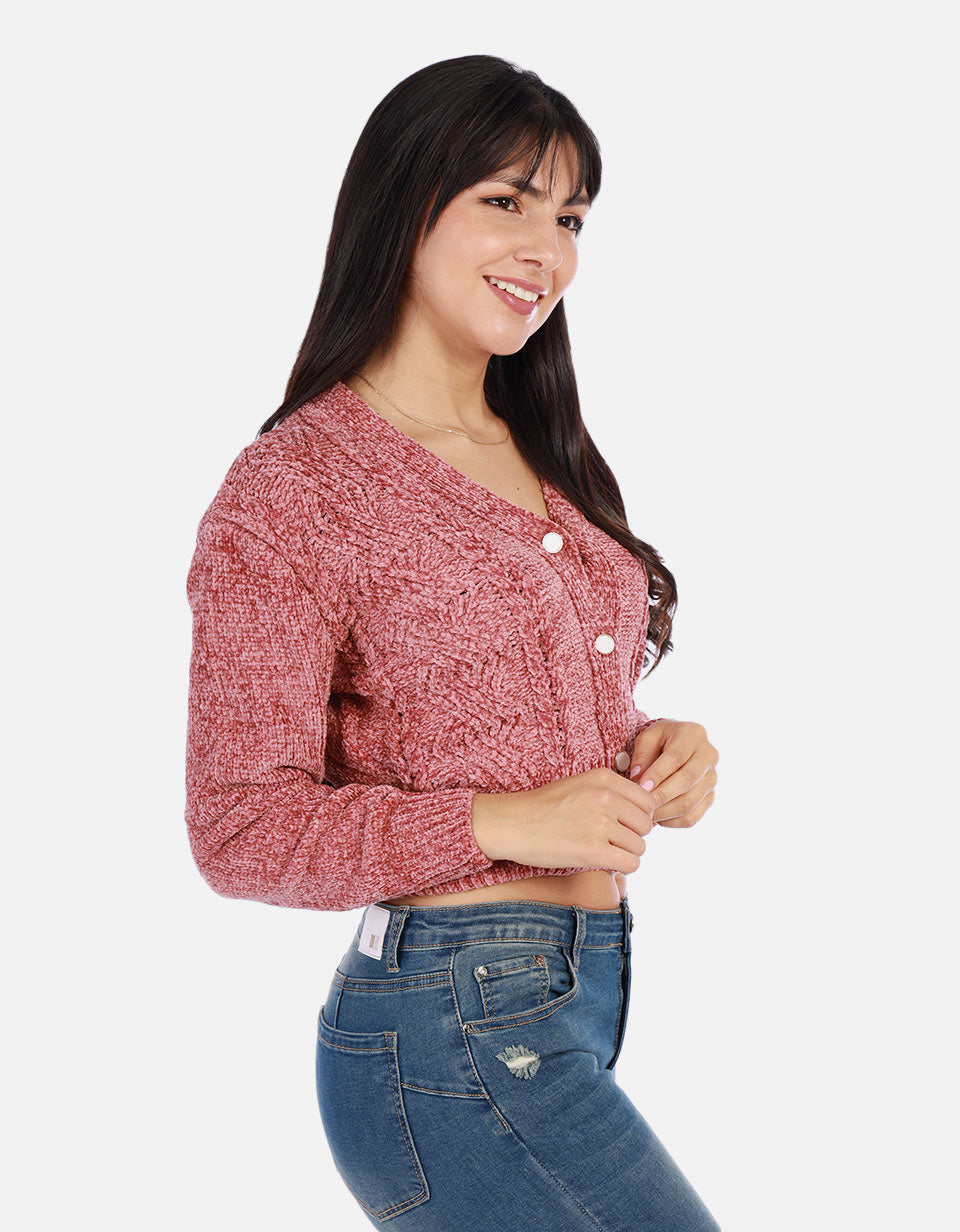 Buzo tejido de Botones Mujer
