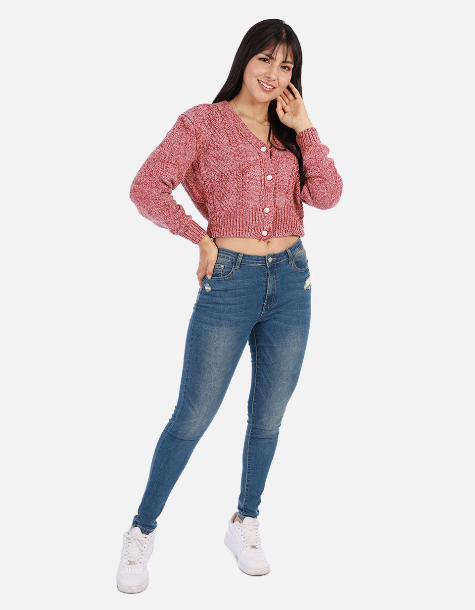 Buzo tejido de Botones Mujer