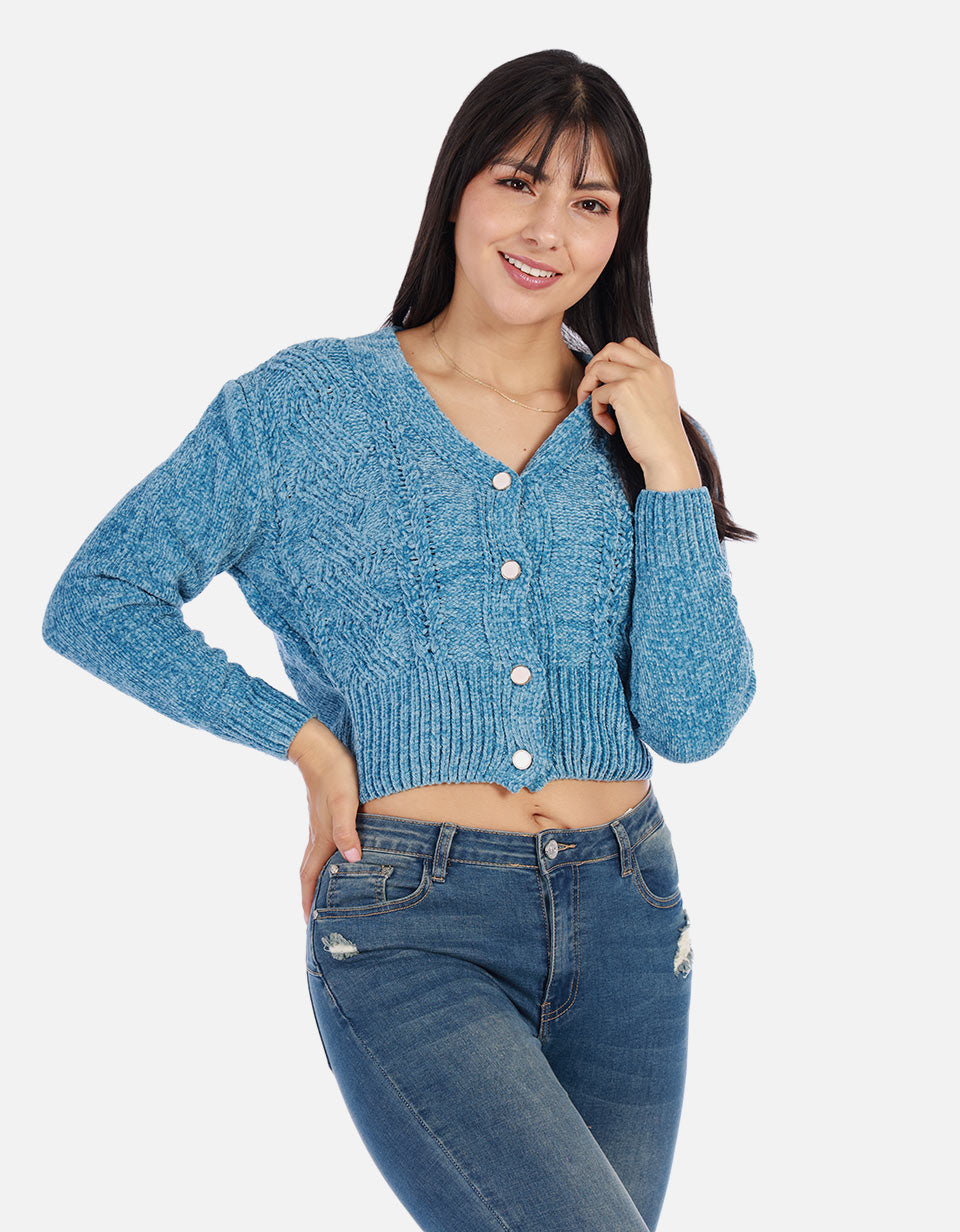 Buzo tejido de Botones Mujer