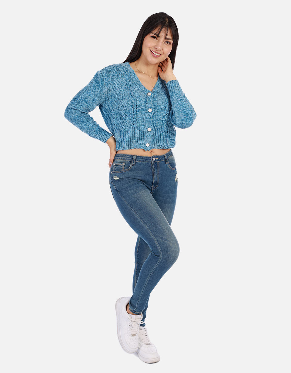 Buzo tejido de Botones Mujer