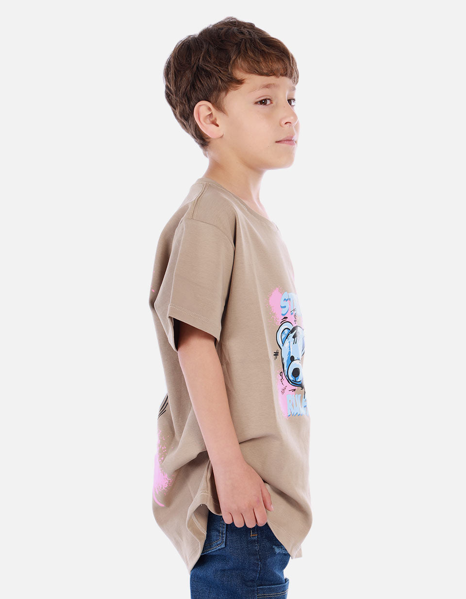 Camiseta para niño con diseño urbano y estampado de oso
