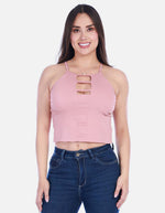 Blusa de Tiras Graduables con Detalle de Aberturas Frontales