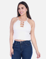 Blusa de Tiras Graduables con Detalle de Aberturas Frontales