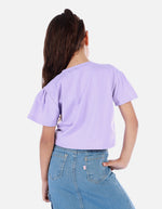 Camiseta crop para niña con estampado floral y mensaje positivo