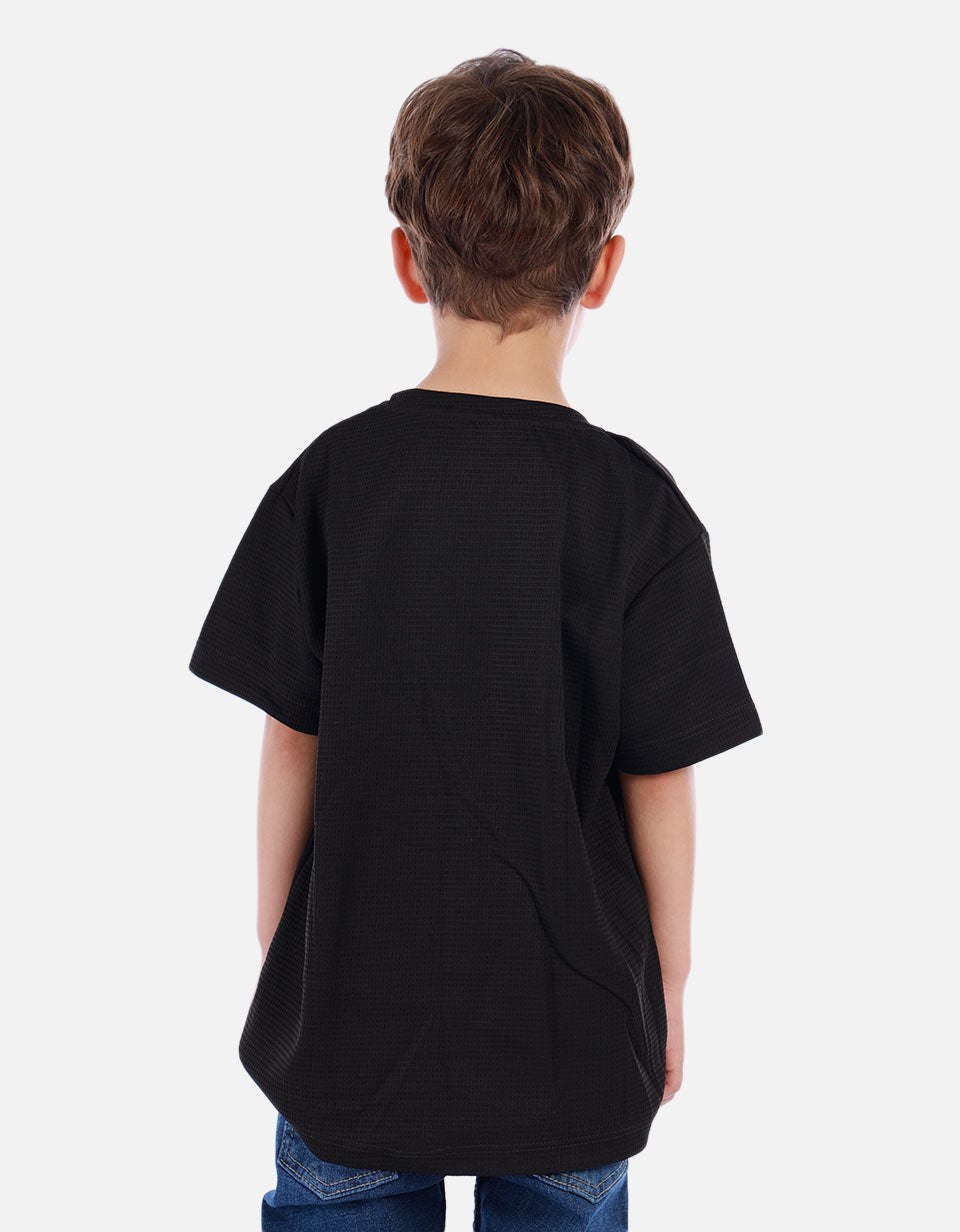 Camiseta waffle para niño con fit amplio y textura acanalada
