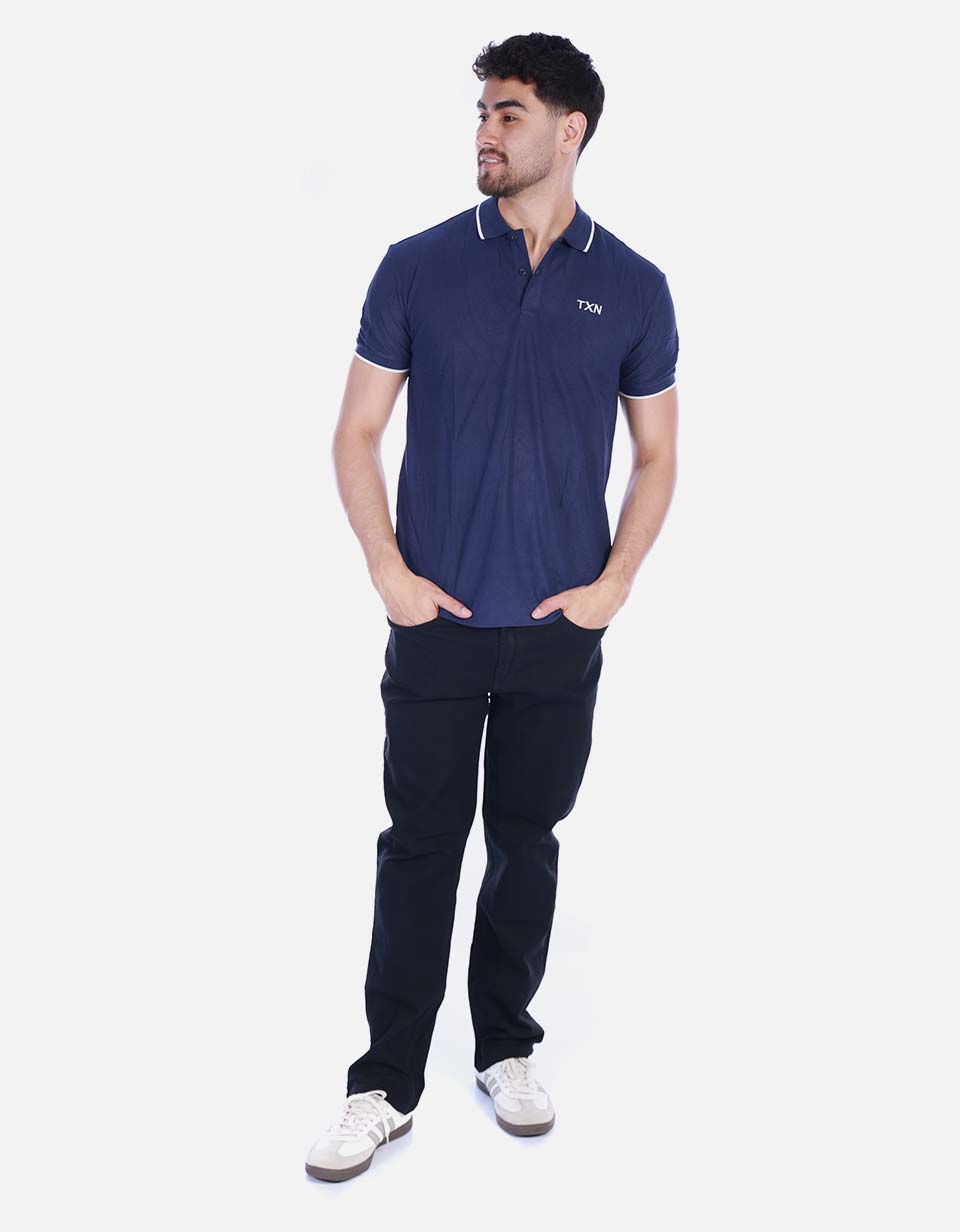 Camiseta Tipo Polo Clásica para Hombre - Azul Oscuro