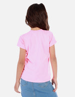 Camiseta crop para niña con estampado corazón