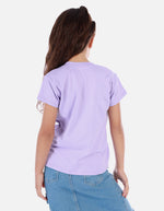 Camiseta crop para niña con estampado corazón