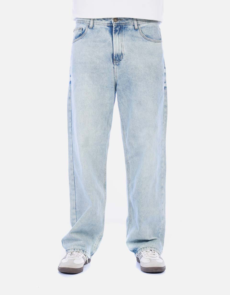 Jean Recto Cintas / Wide Leg para Hombre - Azul Hielo