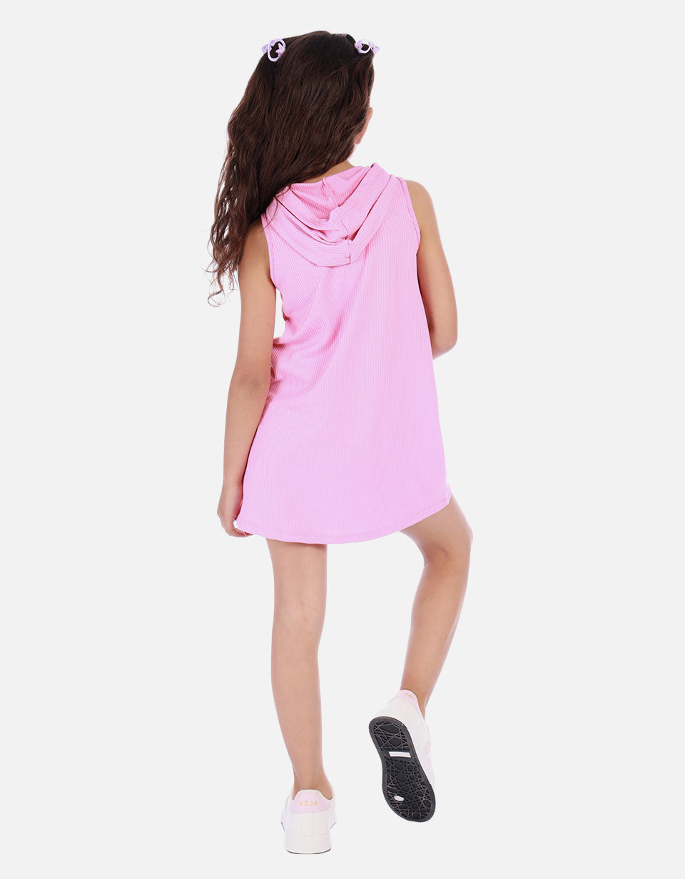 Vestido corto sin mangas para niña con capucha