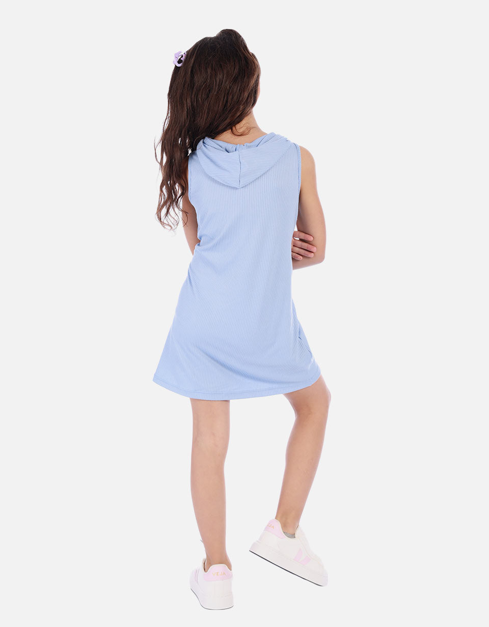 Vestido corto sin mangas para niña con capucha