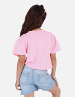 Camiseta crop para niña con estampado urbano