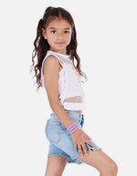 Blusa urbana para niña con diseño en malla y top interior