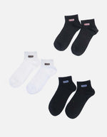 Set x 3 Medias Tobilleras Acanaladas con Etiqueta Textil