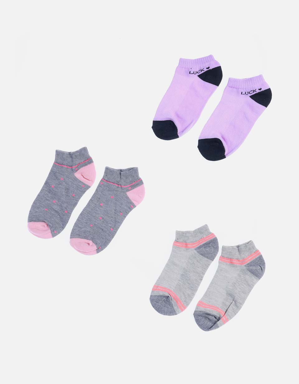 Set x 3 Medias Tobilleras con Mini Estampados para Mujer