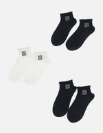Set x 3 Medias Tobilleras de Algodón Borde Rizado para Mujer